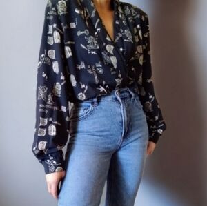Vtg Drape Blouse